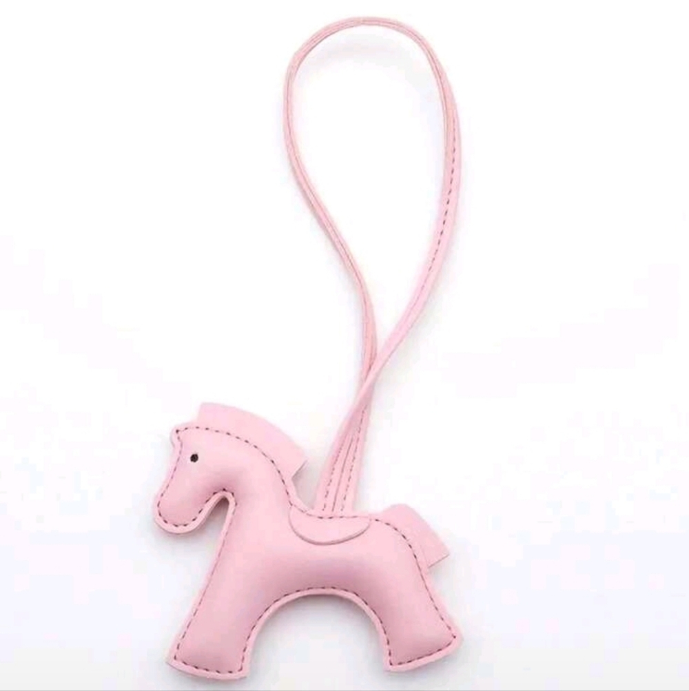 NWT Pink Horse Puffy Bag Charm Keychain Faux Leather